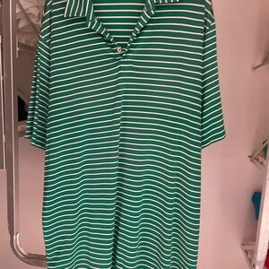 RLX Ralph Lauren Green and White Striped Polo Shirt size XL